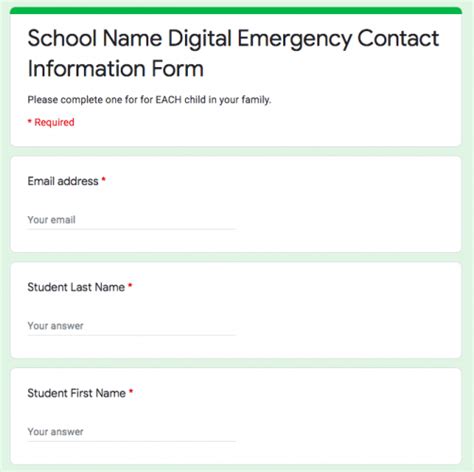 Emergency Card Forms Caleb Greenwood An Ib World School