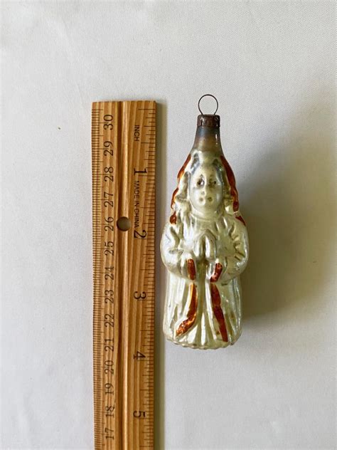 Antique German Glass Angel Ornament Standing Angel Figural Christmas Ornament 1920s Just