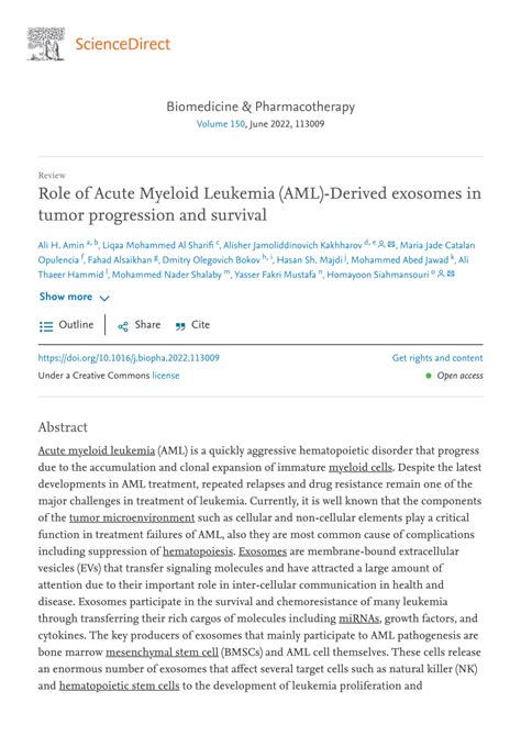 Pdf Get Rights And Content Open Access Role Of Acute Myeloid Leukemia