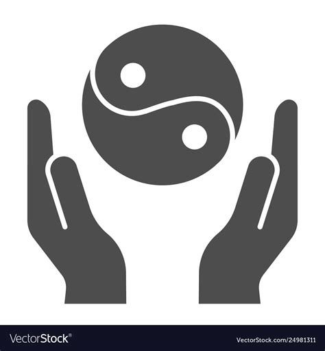 Hands Holding Yin Yang Solid Icon Symbol Vector Image