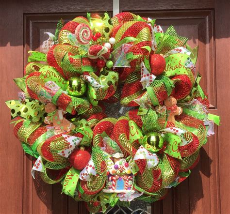 Gingerbread Christmas Wreath Deco Mesh Christmas Wreath Christmas Mesh Wreaths Door Wreaths