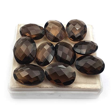 Natural Smoky Quartz Oval Briolette Cut Gemstone Lot 14 19 16 22 MM 100