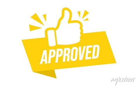 Approved Label Flag With Thumbs Up Icon Vector Illustration • Wall