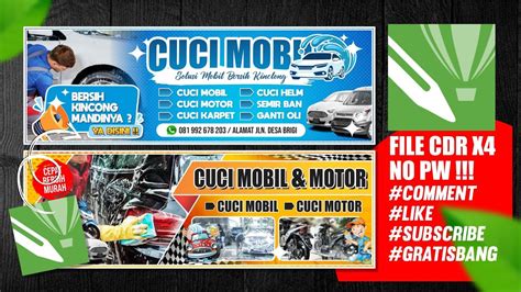 🔴🔴desain Spanduk Cuci Mobil And Motor Freecdrx4 Youtube