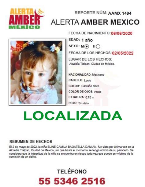 Alerta AMBER México on Twitter La AlertaAMBER para ELINE CAMILA