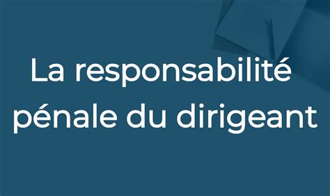 La Responsabilit P Nale Du Dirigeant Davidova Avocat Paris