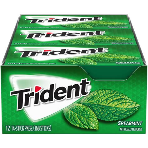 Trident Spearmint Sugar Free Gum 12 Packs Of 14 Pieces 168 Total Pieces