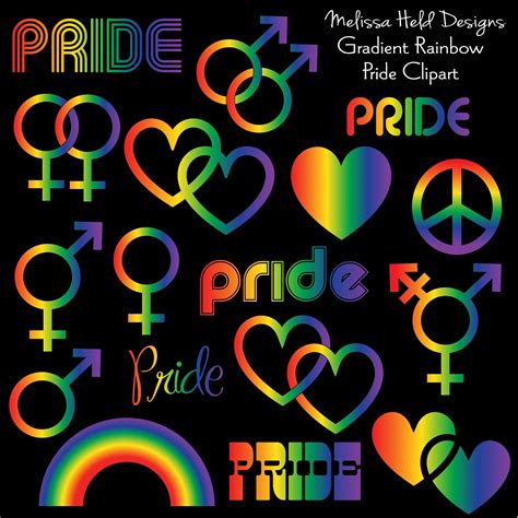 Gradient Pride Rainbow Digital Clipart Etsy Uk