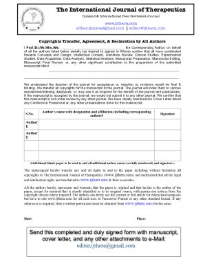 Fillable Online Ijthera Copyrights Form Fax Email Print PdfFiller