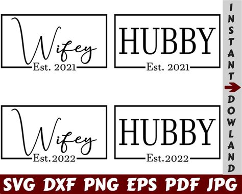 Wifey Svg Hubby Svg Wife Svg Husband Svg Wedding Cut Etsy