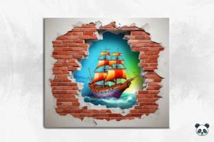 D Pirate Boat Cracked Hole Bundle Graphic By Pandastic Creative Fabrica