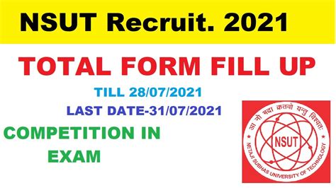 Nsut Total Form Fill Up Nsit Recruitment Till