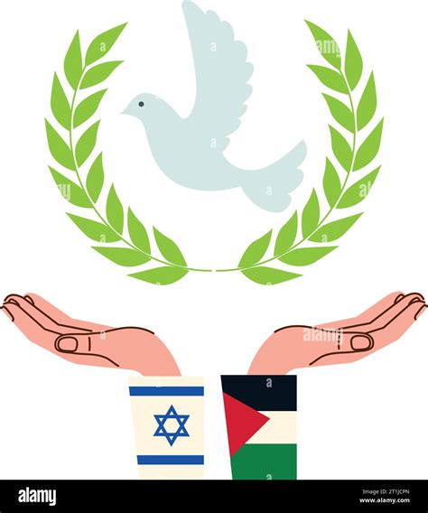 Banderas De Israel Y Palestina Con Las Manos Protegiendo La Paz Imagen