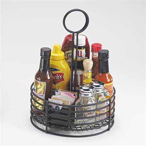 Get 4 31860 Black Round Stainless Steel Condiment Caddy