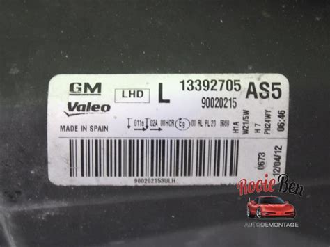 Headlight, left Opel Corsa D 1.2 16V ecoFLEX Bi-Fuel - 13392705 VALEO