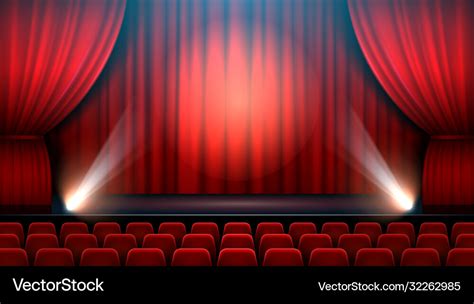 Theater show stage interior with red curtain Vector Image