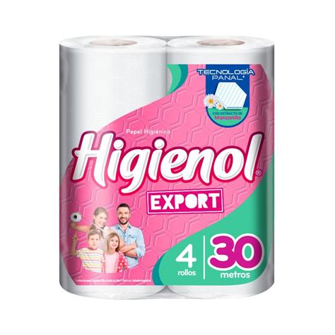 Papel Higiénico Higienol Hoja Simple Export Panal 30 Mts X 4 Uni