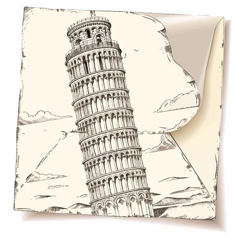 Premium Vector Envelope With Hand Drawn Leaning Tower Of Pisa