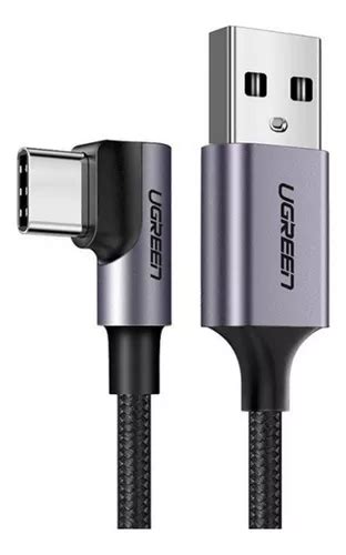 Cable Usb A Usb C 90° Ugreen 480 Mbps Carga Rápida 18w Nylon Trenzado