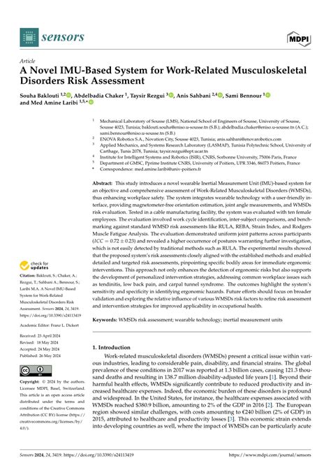 PDF A Novel IMU Based System For Work Related Musculoskeletal