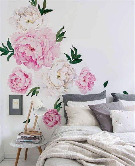 Peony Flowers Wall Decal Wall Stickers Vintage Flower Wall Stickers