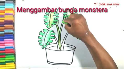 Cara Menggambar Bunga Monstera Ll Menggambar Dan Mewarnai Bunga Yang