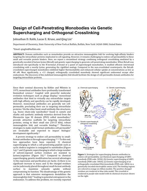 Pdf Design Of Cell Penetrating Monobodies Via Genetic Supercharging