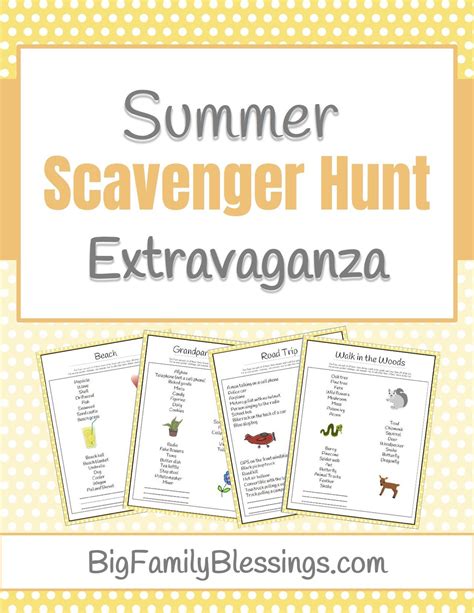 Free Summer Scavenger Hunt Printable Pack Summer Scavenger Hunts Fun