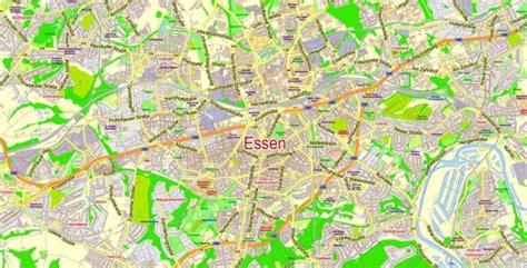 Essen PDF Map Vector Printable Germany exact City Plan scale 1:46843 ...