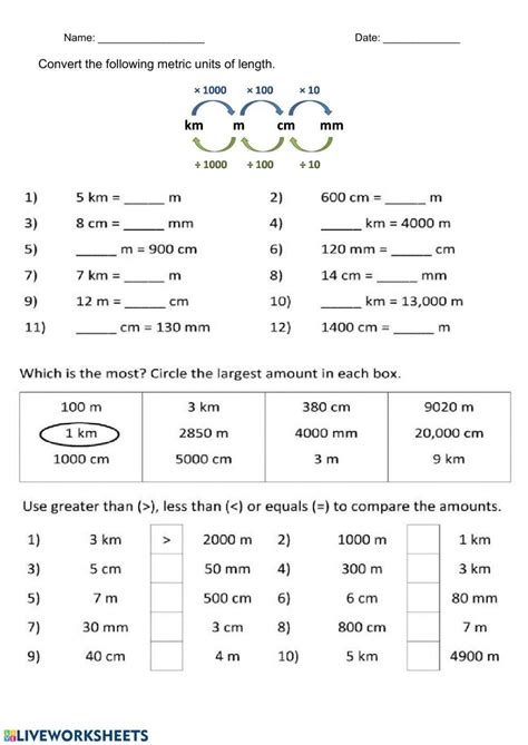 Metric System Conversion Worksheet PDF Practice Sheets For Metric