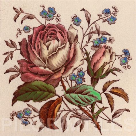 Victorian Floral Style Tile Ref 7 Pilgrim Tiles