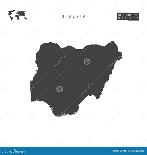 Nigeria Vector Map Isolated On White Background High Detailed Black