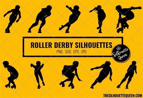 Roller Derby Girl Silhouette Vector Sports Illustrations Creative