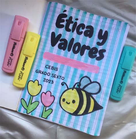 Portada de Ética y Valores Marcos del cuaderno de notas Formas de