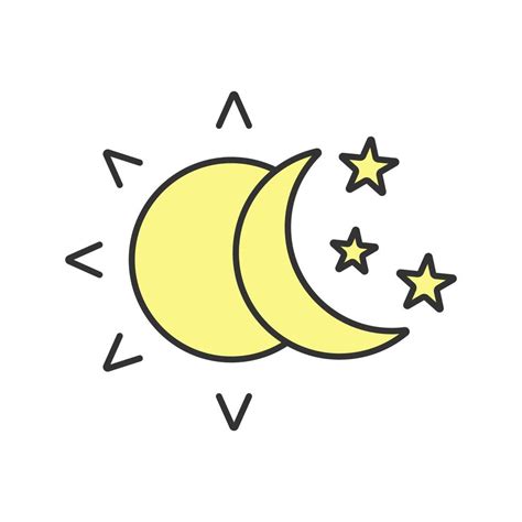 sol y luna con icono de color de estrellas. día y noche. ilustración ...