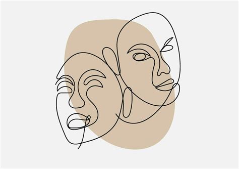 Abstract Face One Line Art Minimal Outline Drawing Style Graphic