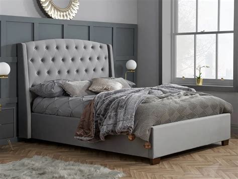 Birlea Balmoral Ft King Size Grey Velvet Fabric Bed Frame