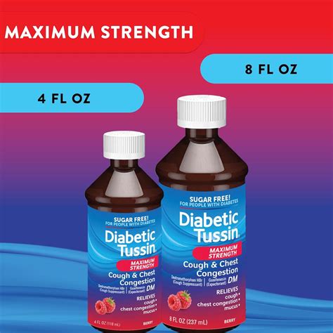 Diabetic Tussin Dm Maximum Strength Cough Syrup Berry Flavored 4oz Pack Of 3 Safe For