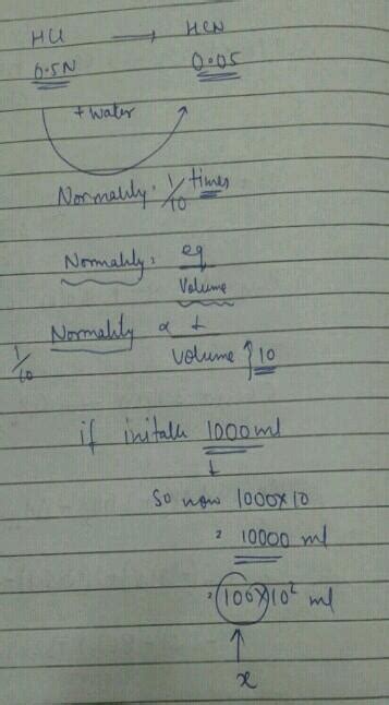 To Prepare One Litre 0 05 N HCl Solution From 0 5 N HCl Solution