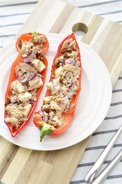 Gevulde Punt Paprika Met Tonijn Lekker Eten Eten Recepten Gezonde