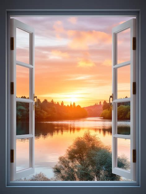 Premium Photo Photo Of A Colorful Sunrise Over A Calm Lake Offering Beautiful Scenery Outside