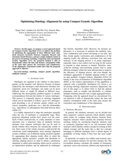 Pdf Optimizing Ontology Alignment By Using Compact Genetic Algorithm