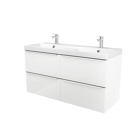 Goodhome Imandra And Mila White Wall Mounted Vanity Unit And Basin Set W