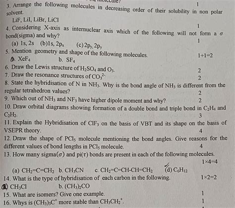 Arrange The Following Molecules In Decreasing Order Of Their Solubility I