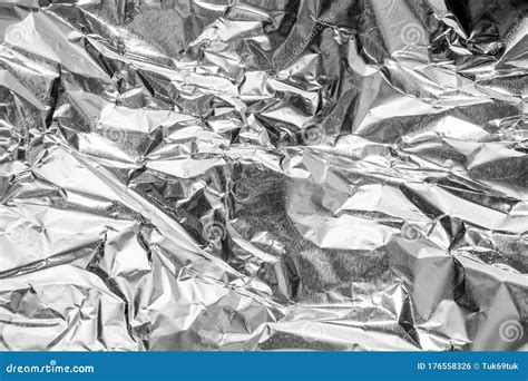 Aluminium Foil Crumpled Silver Texture Abstract Background Stock Photo