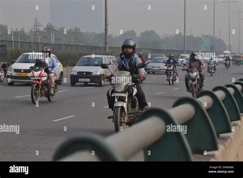 Vehicles Move On Delhi Jaipur Highway Near Gurugram Haryana India On