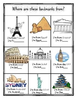 Famous Landmarks By Room English Store Tpt