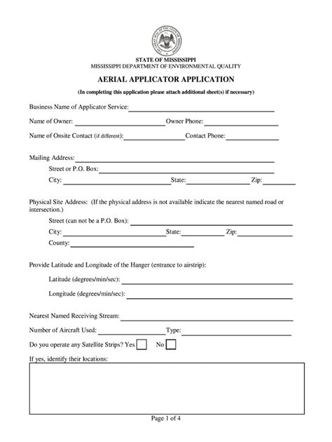 Fillable Online Deq State Ms Aerial Applicator Application