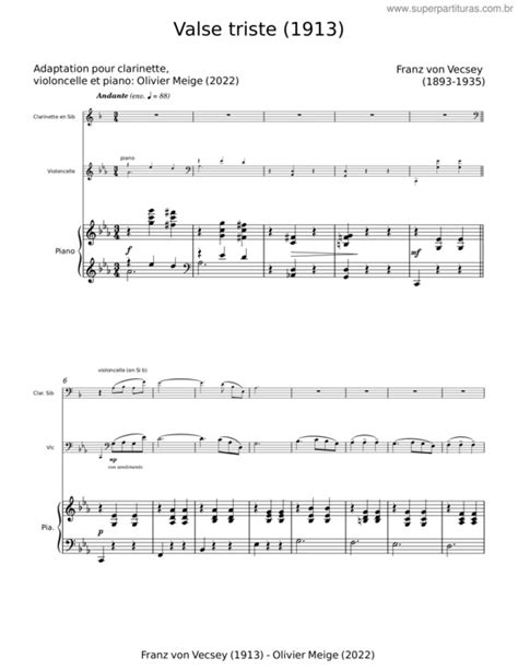 Super Partituras Valse Triste Cello Franz Von Vecsey