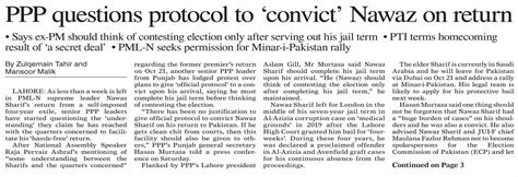 Dawn Epaper Oct 15 2023 Ppp Questions Protocol To `convict` Nawaz